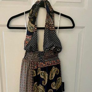 NWT Lulus Satin Boho Halter Maxi Dress or Cover-Up Size XS